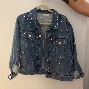 Embellished Denim Jacket with Mirror accents